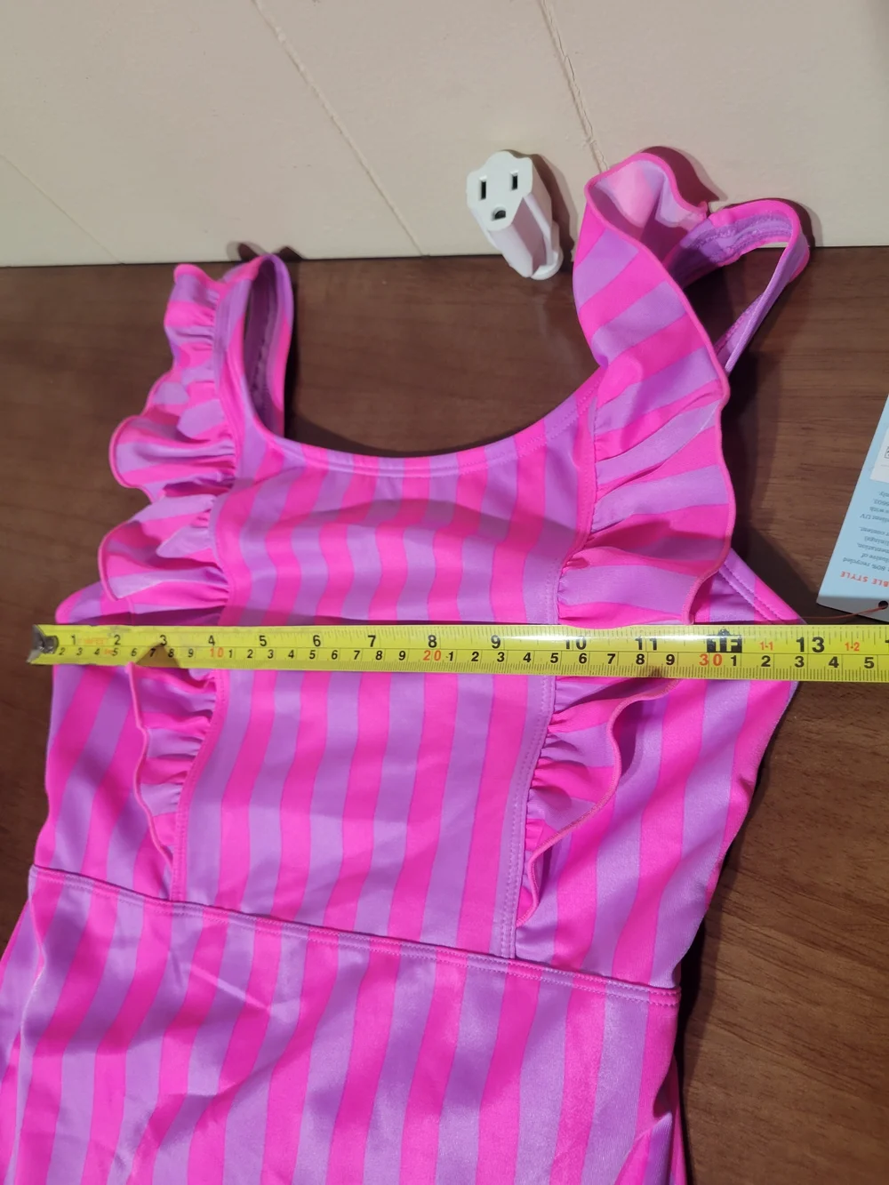 Cat & Jack Teenegers' Hot Pink & Light Pink Striped Ruffle Swimsuit